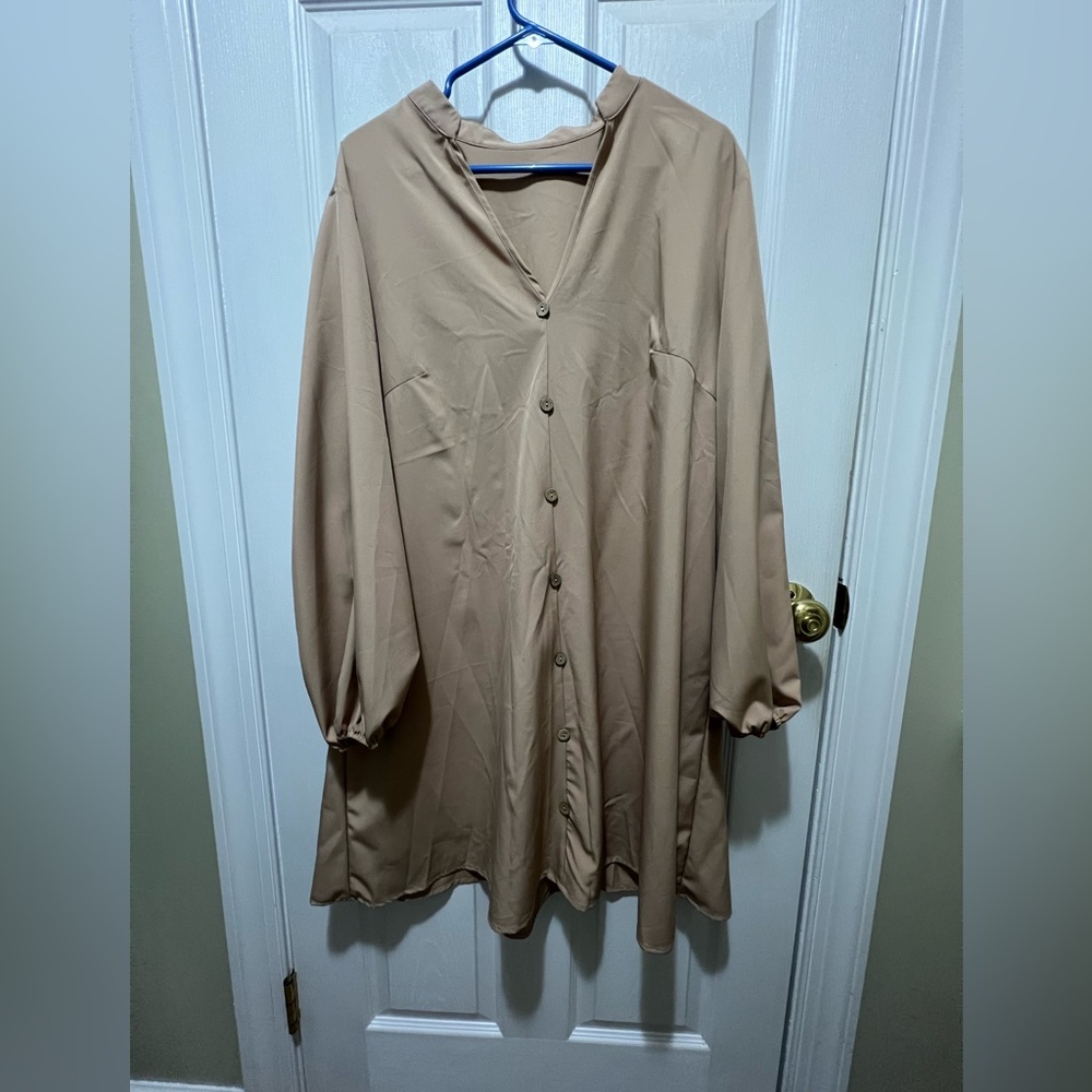 SHEIN Beige Button-Down Women's Dress